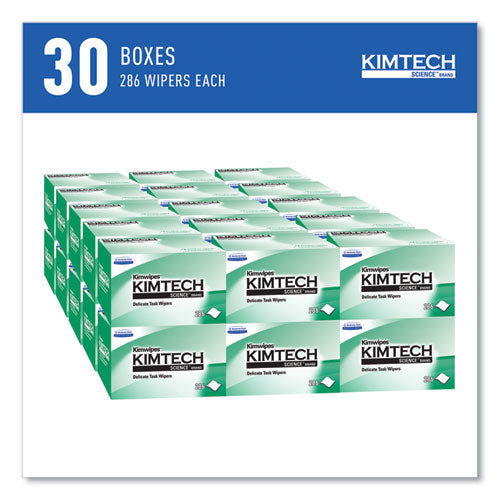 Image of Kimtech 34120 Kimwipes Delicate Task Wipers, 1-Ply, 4.4 x 8.4, Unscented, White, 280/Box, 30 Boxes/Carton