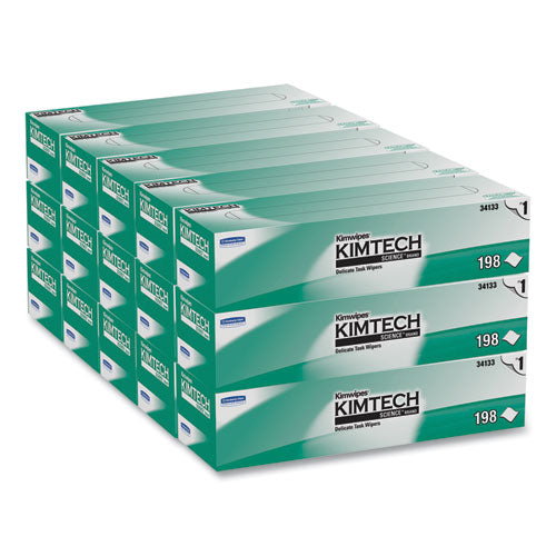 Image of Kimtech 34133 Kimwipes Delicate Task Wipers, 1-Ply, 11.8 x 11.8, Unscented, White, 198/Box, 15 Boxes/Carton