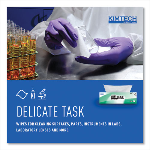 Image of Kimtech 34133 Kimwipes Delicate Task Wipers, 1-Ply, 11.8 x 11.8, Unscented, White, 198/Box, 15 Boxes/Carton