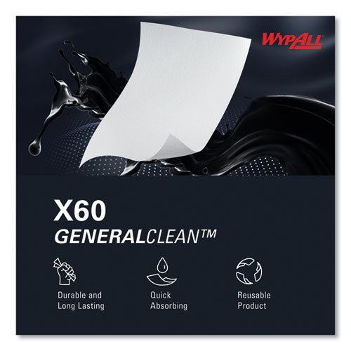 Image of WypAll® 34790 General Clean X60 Cloths, POP-UP Box, 8.34 x 16.8, White, 118/Box