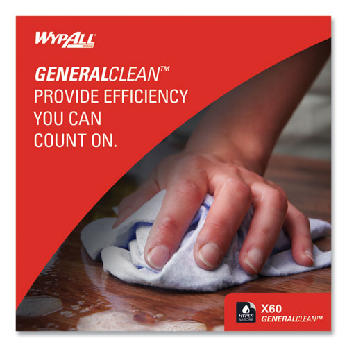 Image of WypAll® 34865 General Clean X60 Cloths, 1/4 Fold, 12.5 x 13, White, 76/Box, 12 Boxes/Carton