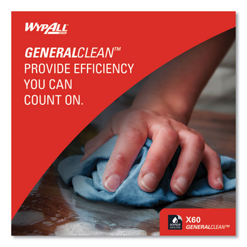 Image of WypAll® 34965 General Clean X60 Cloths, Jumbo Roll, 12.5 x 13.4, Blue, 1,100/Roll