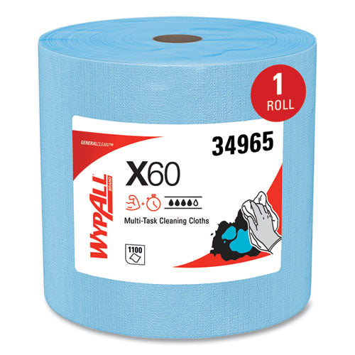 Image of WypAll® 34965 General Clean X60 Cloths, Jumbo Roll, 12.5 x 13.4, Blue, 1,100/Roll