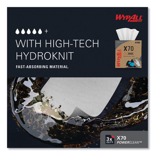 Image of WypAll® 41455 X70 Cloths, POP-UP Box, 9.13 x 16.8, White, 96/Box, 10 Boxes/Carton