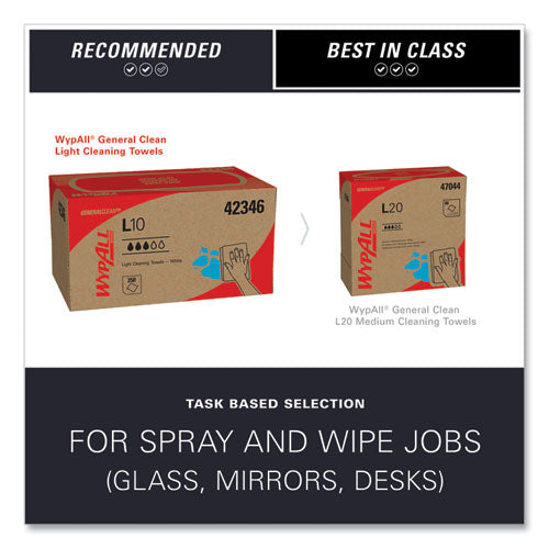 Image of WypAll® 42346 L10 Towels, POP-UP Box, 1-Ply, 10.25 x 9, White, 250/Box, 24 Boxes/Carton