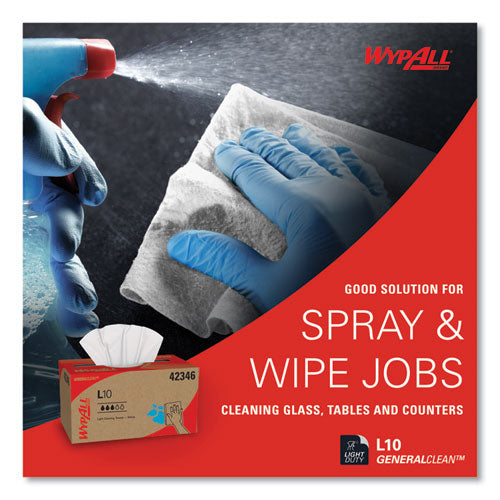 Image of WypAll® 42346 L10 Towels, POP-UP Box, 1-Ply, 10.25 x 9, White, 250/Box, 24 Boxes/Carton