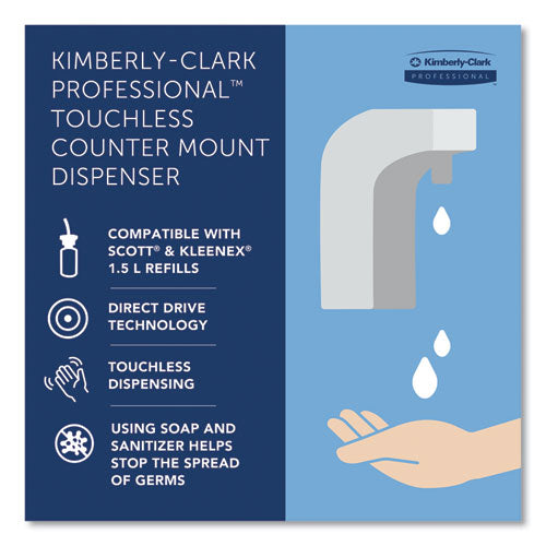 Image of Kimberly-Clark Professional 47604 Touchless Counter Mount Skin Care Dispenser, 1.5 L, 2.12 X 4.25 X 5.56, Chrome