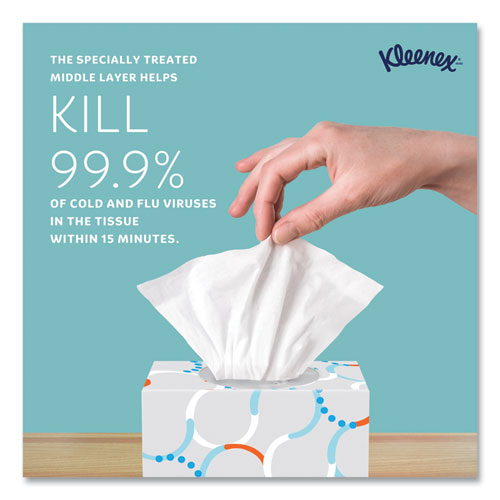 Image of Kleenex® 21286 Boutique Anti-Viral Facial Tissue, Pop-Up Box, 3-Ply, White, 55 Sheets/Box, 3 Boxes/Pack