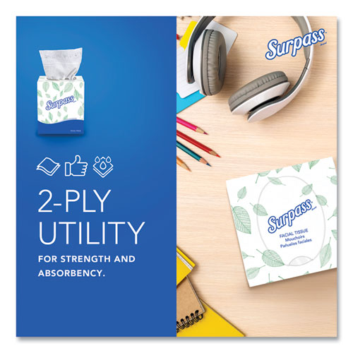 Image of Surpass® 21320 Facial Tissue for Business, Pop-Up Box, 2-Ply, White, 90 Sheets/Box, 36 Boxes/Carton
