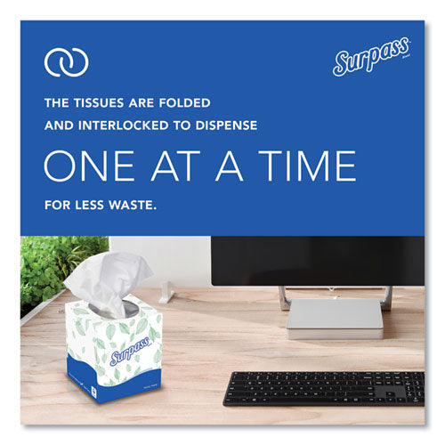 Image of Surpass® 21320 Facial Tissue for Business, Pop-Up Box, 2-Ply, White, 90 Sheets/Box, 36 Boxes/Carton