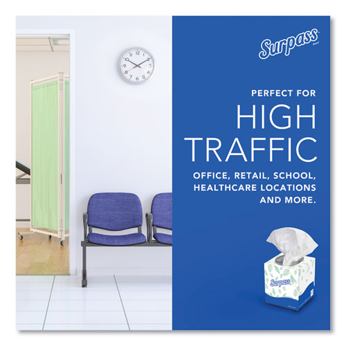 Image of Surpass® 21320 Facial Tissue for Business, Pop-Up Box, 2-Ply, White, 90 Sheets/Box, 36 Boxes/Carton