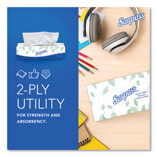 Image of Surpass® 21390 Facial Tissue for Business, 2-Ply, White, 125 Sheets/Box, 60 Boxes/Carton