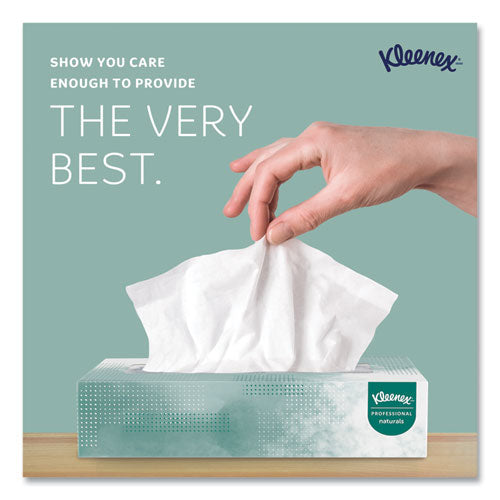 Image of Kleenex® 21601 Naturals Facial Tissue for Business, Flat Box, 2-Ply, White, 125 Sheets/Box, 48 Boxes/Carton