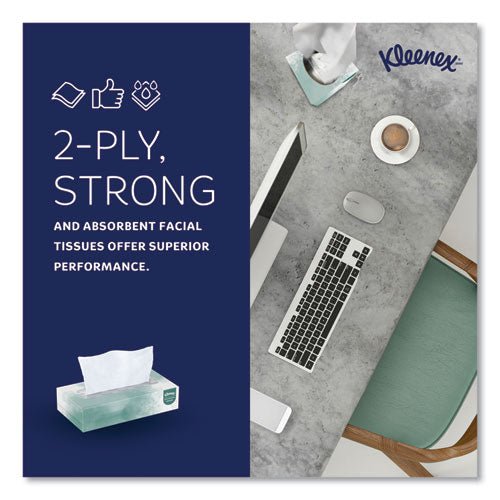 Image of Kleenex® 21601 Naturals Facial Tissue for Business, Flat Box, 2-Ply, White, 125 Sheets/Box, 48 Boxes/Carton