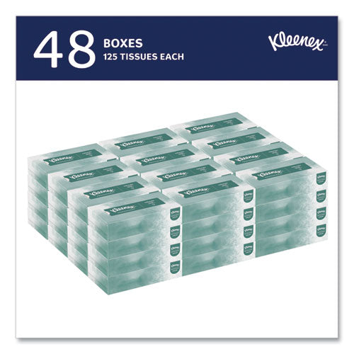 Image of Kleenex® 21601 Naturals Facial Tissue for Business, Flat Box, 2-Ply, White, 125 Sheets/Box, 48 Boxes/Carton