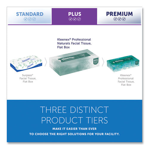 Image of Kleenex® 21601 Naturals Facial Tissue for Business, Flat Box, 2-Ply, White, 125 Sheets/Box