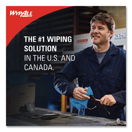 Image of WypAll® 33352 Power Clean Oil, Grease and Ink Cloths, BRAG Box, 12.1 x 16.8, Blue, 180/Box