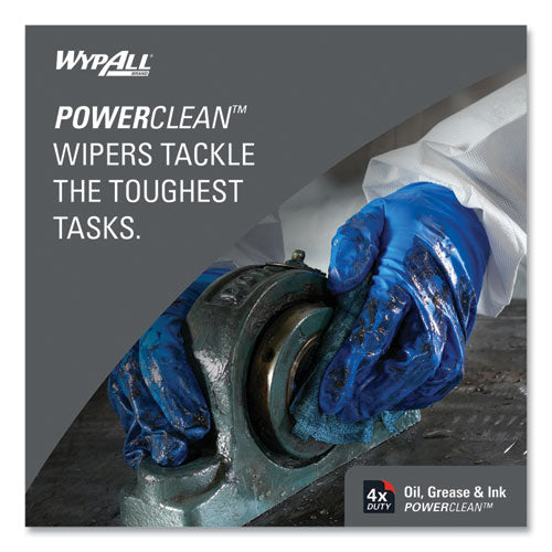 Image of WypAll® 33352 Power Clean Oil, Grease and Ink Cloths, BRAG Box, 12.1 x 16.8, Blue, 180/Box