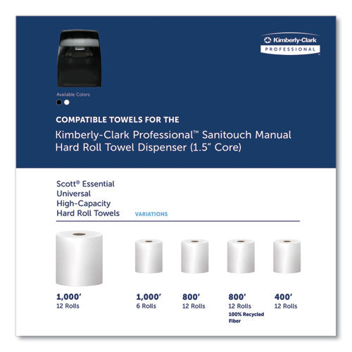 Image of Kimberly-Clark Professional 09990 Sanitouch Hard Roll Towel Dispenser, For 1.5" Core, 12.63 x 10.2 x 16.13, Smoke