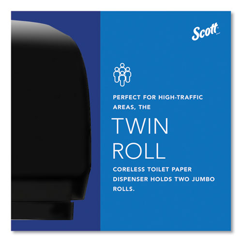 Image of Scott® 09608 Essential Coreless Twin Jumbo Roll Tissue Dispenser, 20 X 6 X 11, Black