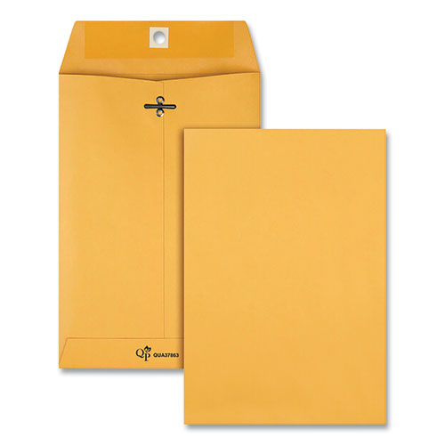 Image of Quality Park QUA37863 Clasp Envelope, 28 lb Bond Weight Kraft, #63, Square Flap, Clasp/Gummed Closure, 6.5 x 9.5, Brown Kraft, 100/Box