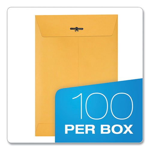 Image of Quality Park QUA37863 Clasp Envelope, 28 lb Bond Weight Kraft, #63, Square Flap, Clasp/Gummed Closure, 6.5 x 9.5, Brown Kraft, 100/Box