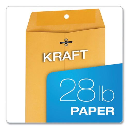 Image of Quality Park QUA37863 Clasp Envelope, 28 lb Bond Weight Kraft, #63, Square Flap, Clasp/Gummed Closure, 6.5 x 9.5, Brown Kraft, 100/Box