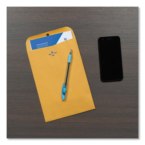 Image of Quality Park QUA37863 Clasp Envelope, 28 lb Bond Weight Kraft, #63, Square Flap, Clasp/Gummed Closure, 6.5 x 9.5, Brown Kraft, 100/Box