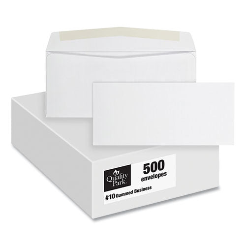 Image of Quality Park QUA90020 Business Envelope, #10, Commercial Flap, Side Seam, Gummed Closure, 24 lb Bond Weight Paper, 4.13 x 9.5, White, 500/Box