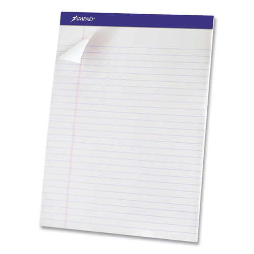 Image of Ampad® Perforated Writing Pads, Wide/Legal Rule, (50) White 8.5 x 11 Sheets, 12/Pack