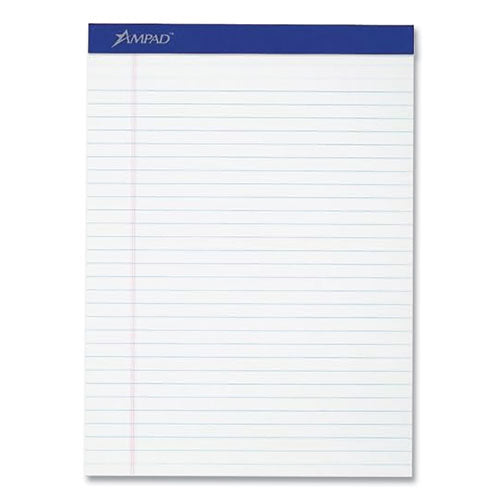 Image of Ampad® Perforated Writing Pads, Wide/Legal Rule, (50) White 8.5 x 11 Sheets, 12/Pack