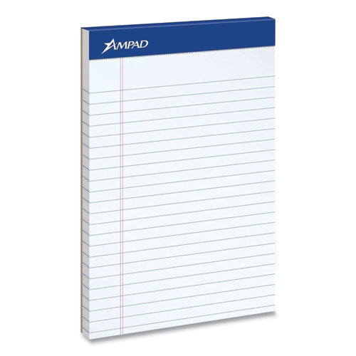 Image of Ampad® Perforated Writing Pads, Wide/Legal Rule, (50) White 8.5 x 11 Sheets, 12/Pack