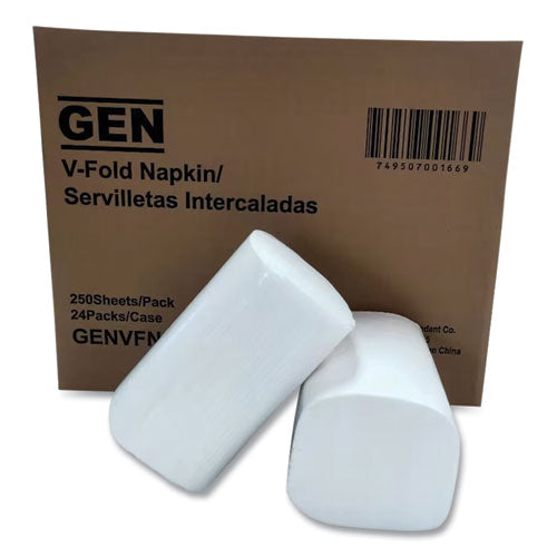 Image of GEN GENVFN60002V Premium Interfold Pop-Up Dispenser Napkin, 2-Ply, 6.5 x 8.3, White, 250/Pack, 24 Packs/Carton