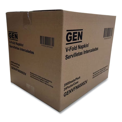 Image of GEN GENVFN60002V Premium Interfold Pop-Up Dispenser Napkin, 2-Ply, 6.5 x 8.3, White, 250/Pack, 24 Packs/Carton