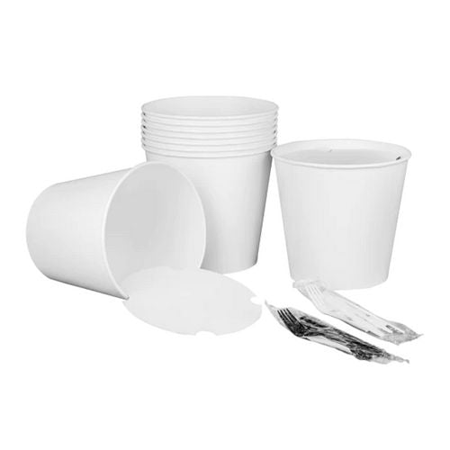 Image of Karat® C-FB170W_BUNDLE Food Bucket with Lid, 170 oz, 8.9" Diameter x 8.36" h, White, Paper, 150/Carton