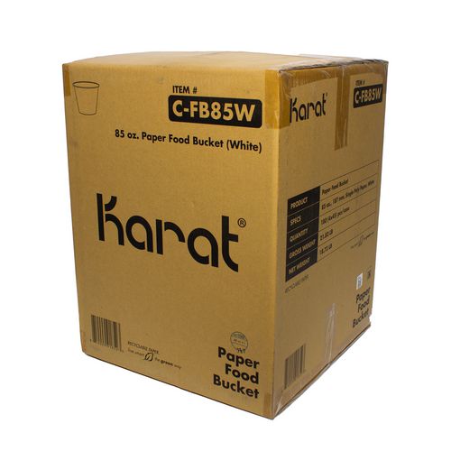 Image of Karat® C-FB85W Food Bucket, 85 oz, 7.36" Diameter x 6" h, White, Paper, 180/Carton