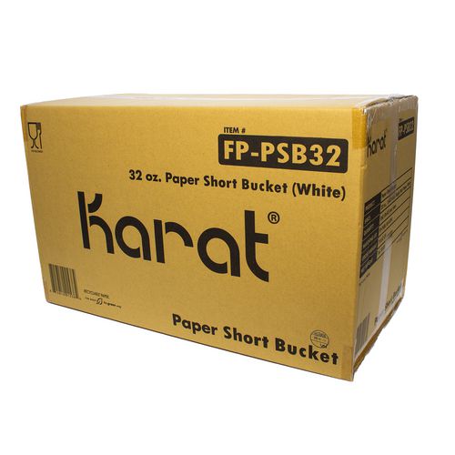 Image of Karat® FP-PSB32 Food Bucket, 32 oz, 6.5" Diameter x 2.4" h, White, Paper, 360/Carton
