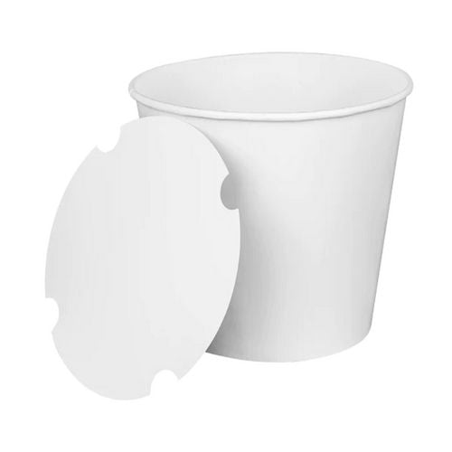 Image of Karat® C-FB170W_BUNDLE Food Bucket with Lid, 170 oz, 8.9" Diameter x 8.36" h, White, Paper, 150/Carton
