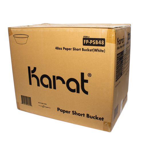 Image of Karat® FP-PSB48 Food Bucket, 48 oz, 7.99" Diameter x 2.4" h, White, Paper, 270/Carton