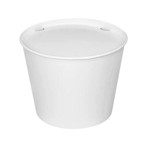 Image of Karat® C-FB130W_BUNDLE Food Bucket with Lid, 130 oz, 8.46" Diameter x 6.6" h, White, Paper, 150/Carton