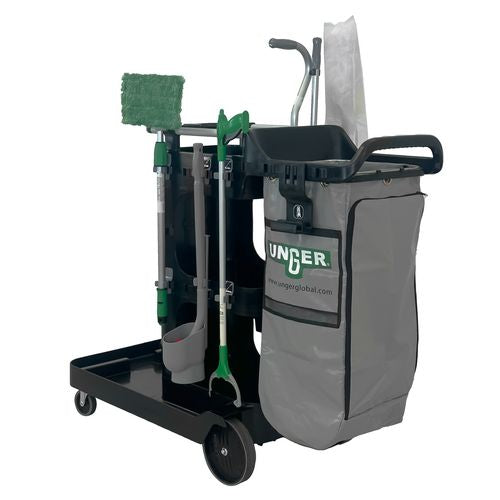 Image of Unger® UNGCRTZN ZoneCleanRx Janitorial Carts, Plastic, 3 Shelves, 23.5 x 25 x 25, Black