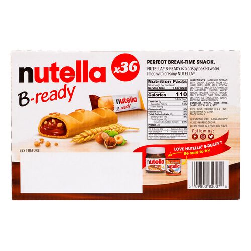 Image of Nutella® 009800820078 B-Ready, Hazelnut, 0.7 oz Bag, 36/Carton