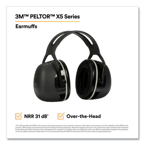 Image of 3M X5A PELTOR X5A Over the Head Earmuffs, Dielectric, 31 dB NRR, Black/White