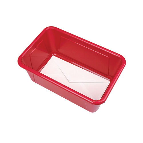 Image of Storex 62407U05C Cubby Bin with Lid, 12.28 x 7.95 x 5.23, Red, 5/Pack