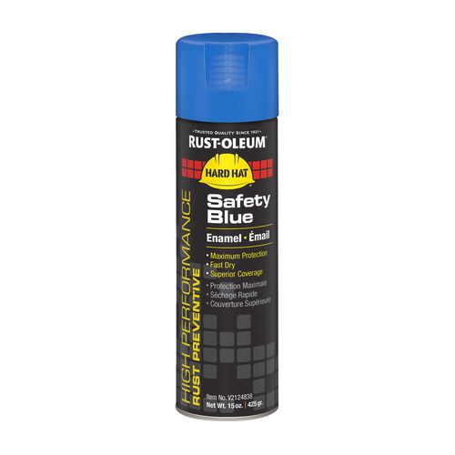 Image of Rust-Oleum® RSTV2124838CT Hard Hat High Performance V2100 System Rust Preventive Enamel Spray Paint, Gloss Safety Blue, 15 oz Aerosol Can, 6/Carton