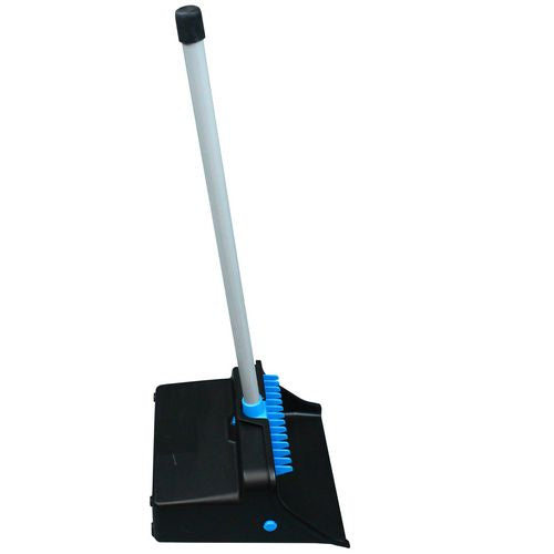 Image of Impact® T0013-01 LobbyMaster Plastic Dust Pan, 11.72" Wide, 31" PVC Handle, Blue/Black