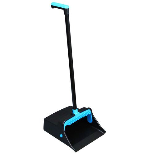 Image of Impact® T0011-01 LobbyMaster Plastic Dust Pan, 12.32" Wide, 31.84" Aluminum Handle, Blue/Black, 6/Carton