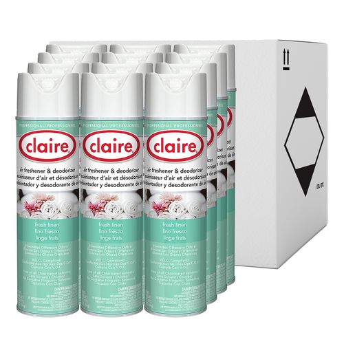 Image of ClaireÂ® Aerosol Air Freshener and Deodorizer, Fresh Linen, 10 oz Aerosol Spray, 12 Cans