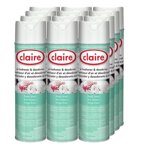 Image of ClaireÂ® Aerosol Air Freshener and Deodorizer, Fresh Linen, 10 oz Aerosol Spray, 12 Cans