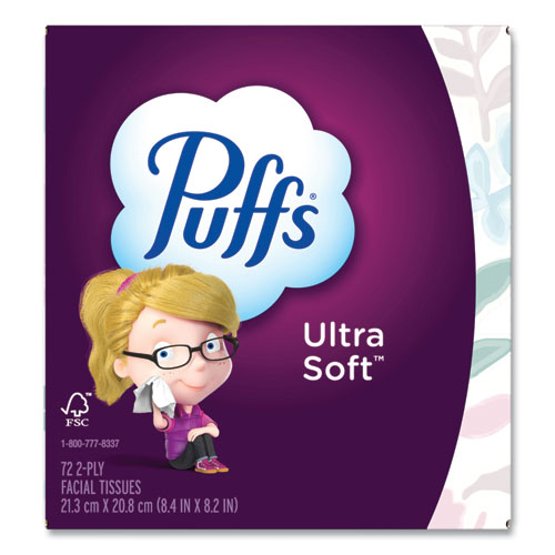 Image of Puffs® 80374519 Ultra Soft Facial Tissue, 2-Ply, White, 72 Sheets/Box, 24 Boxes/Carton